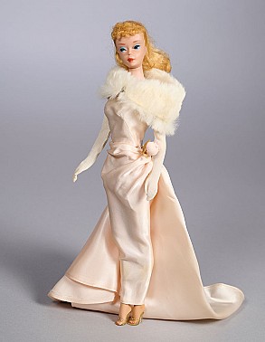 white barbie doll dress satin for dolls with ostrich fur The Tailor Which doll will you reveal Princess Snow White Wedding Dress