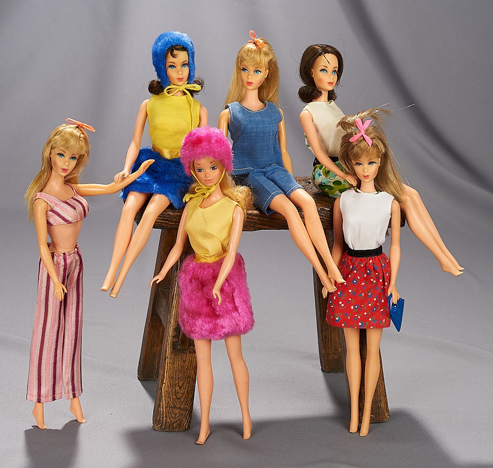 Five Mod Era Barbies in Fashion Pak Variations