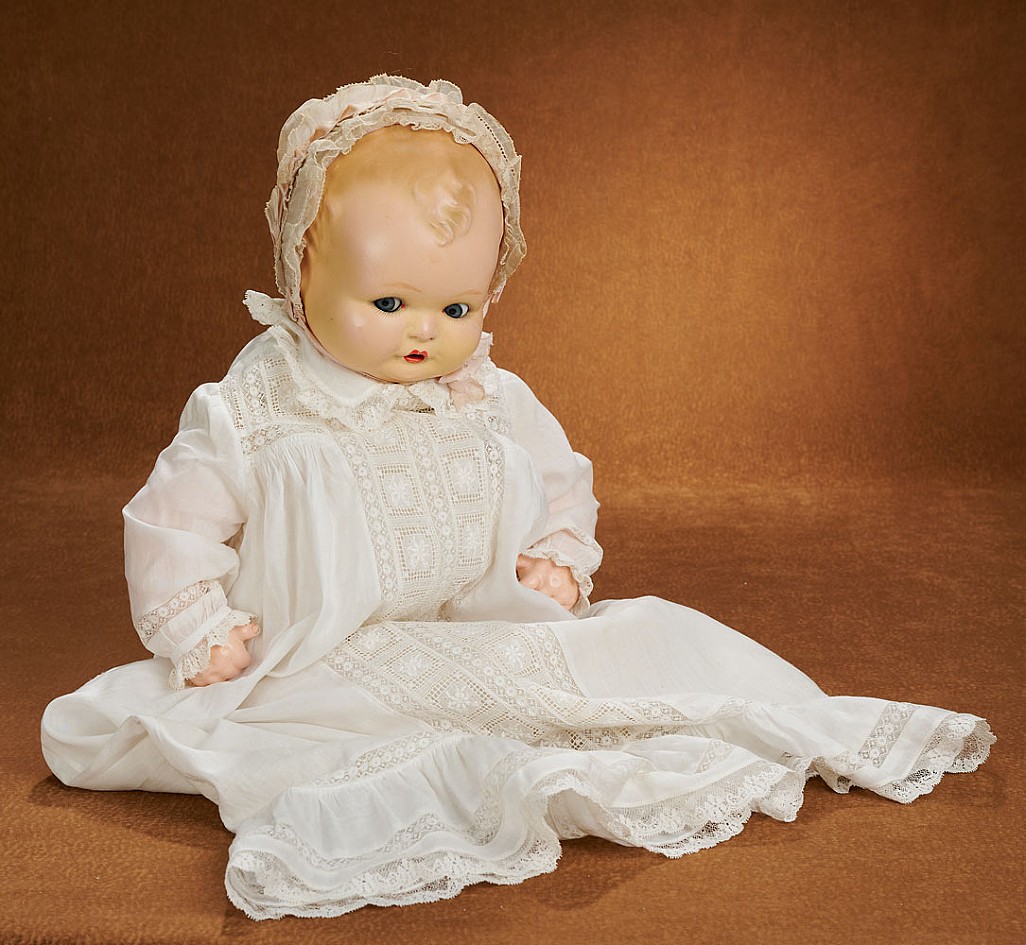 German Composition Doll with Flirty Eyes by PUZ, image size:1026x945