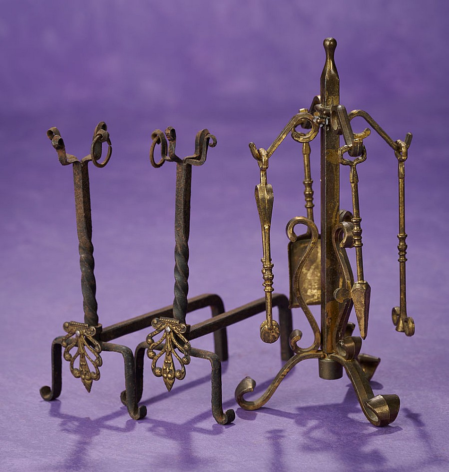 Early Cast Iron and Bronze Fireplace Utensils