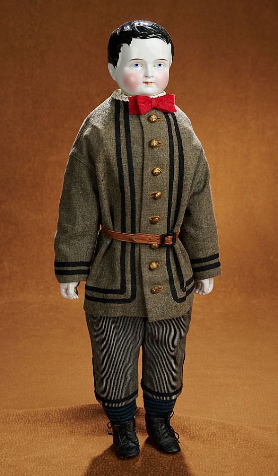 23" German porcelain blackhaired young lad with original body and