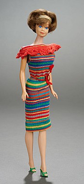 Brunette Bendable Leg Midge in "Spectator Sport" Knit Dress