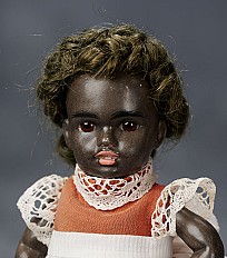 Extremely Rare German All-Bisque Black-Complexioned Doll by Kestner